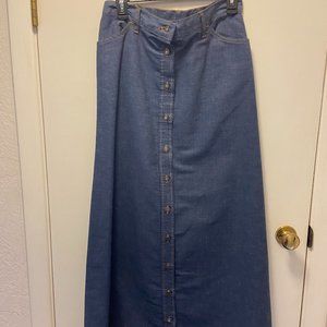 VINTAGE Denim Jean Levi's Maxi Button Down Skirt